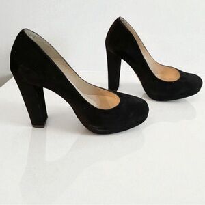 L. K. BENNETT LONDON Black Suede Heels Pumps Size 36